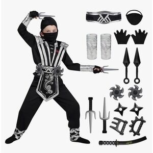 NEW Spooktacular Creations‎ Boys 8-10 Ninja Costume Set with Accessories